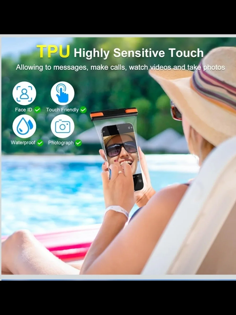 2 Pack Universal Waterproof Phone Pouch-Clear Protective Case with Lanyard